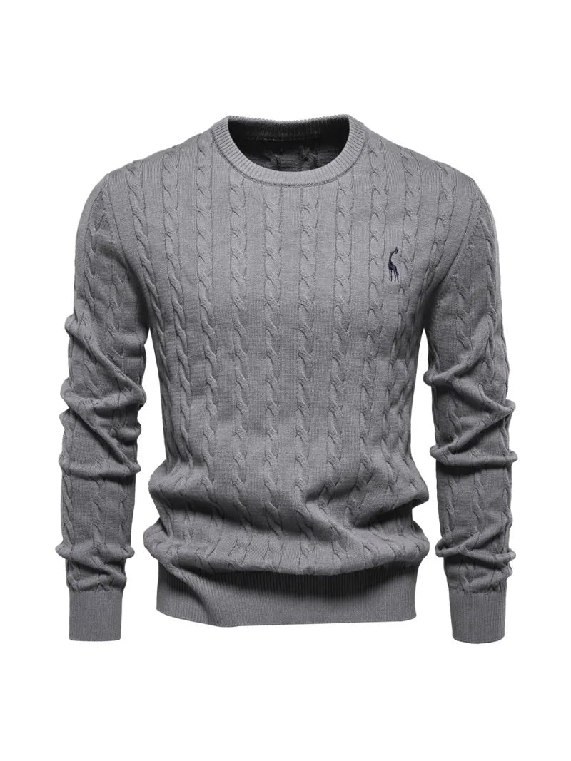 2024 High-quality Men's Sweater Pullover New Deer Embroidery Solid Color Knitted Sweater Men's Knit Sweaters  Men Clothing.