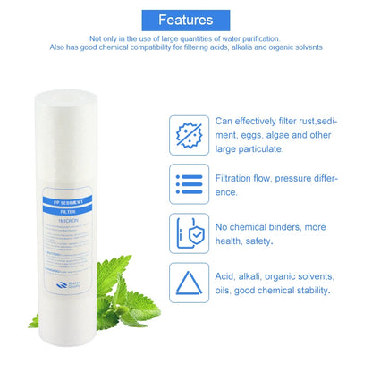 ATWFS Water Filter Cartridge 2pcs 5Micron PPF Cotton+ 2pcs 1Micron PPF Cotton+ 2 pcs Activated Carbon Reverse Osmosis System