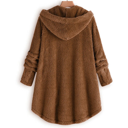 Herbst Wintermantel Frauen warme Teddybär Mantel Woll jacke weibliche Plüsch mantel Kapuzen jacke neue Damen mäntel einfarbige Jacke