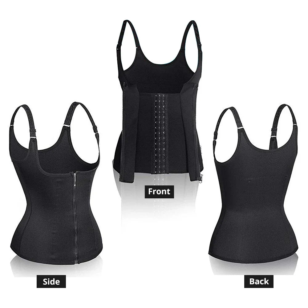 Waist Trainer Tank Top For Women Zipper Body Shaper Tummy Control Sleeveless Top, Women's Activewear Body Shaping Underwear.