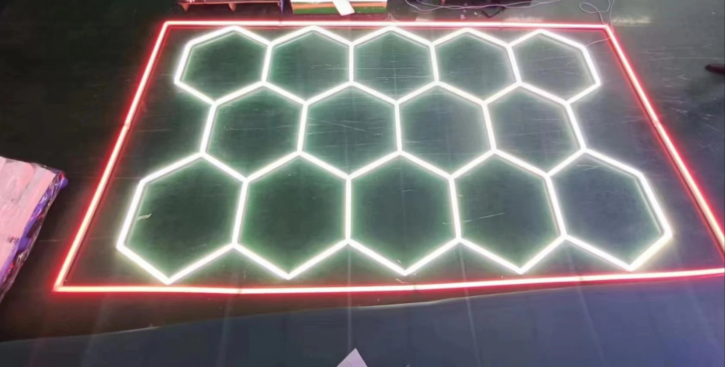 LED Garage Ceiling Hexagon Light Connector Honeycomb Detailing Car Auto Body Repair Wash Station Workshop Tube Light Customized.