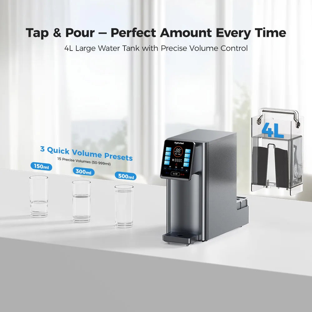 Hydrofast W100 Countertop Water Purifier,Food-Grade Materials,Hot & Ambient Water,8 Temperatures,Comprehensive UV Sterilization.