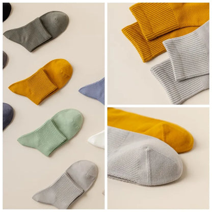 5/10 Pair Men's  Cotton Socks High Quality Breathable Mesh Socks Durable Solid Color Casual Socks Fashion Dress Socks Man.
