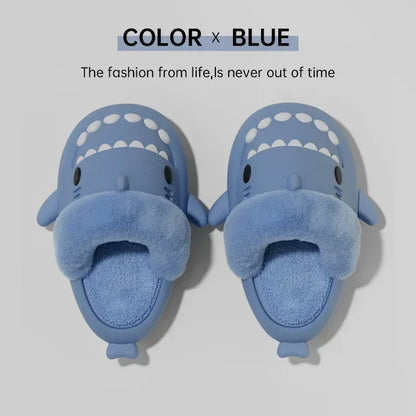 Women Shark Slippers Slides Platform Winter Warm Fluffy Sandal Home Cloud Clapper Soft Room Shoes Children Plush indoor Boy Girl