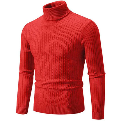 2025 New Men Solid Colour Turtleneck Sweater Black / White / Royal Blue Fashion Simple Male Casual Pullover Tops.