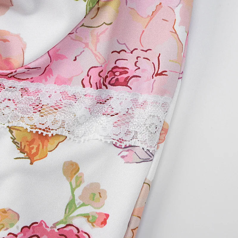 Damen-Kleid mit Blumendruck, Spaghettiträger, ärmellos, schmale Passform, Sommer, rückenfrei, langes Kleid für Party und Strand.