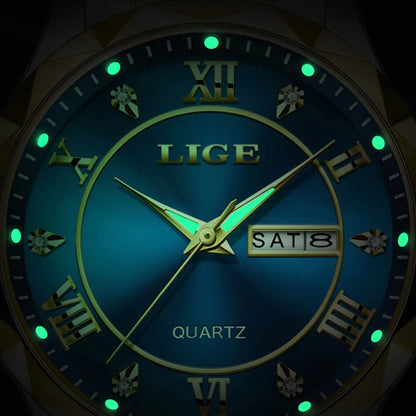 LIGE New Gold Watch Women Watches Ladies Creative Steel Women's Bracelet Watches Female Waterproof Clock Relogio Feminino+BOX.