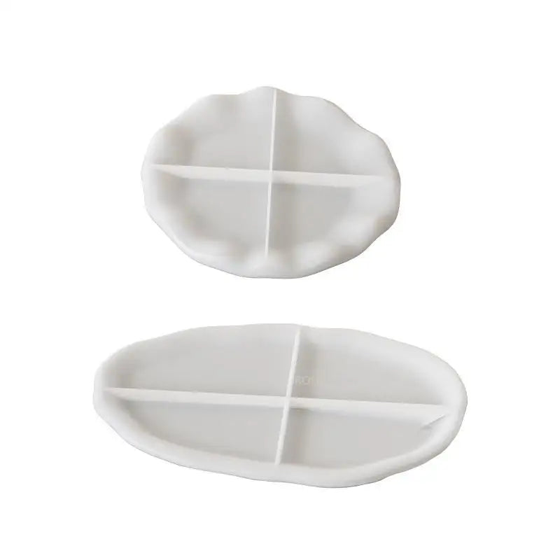 Round Tray Gypsum Silicone Molds Diy Handmade Plaster Cement Concrete Oval Storage Plate Mould Home Decoration.
