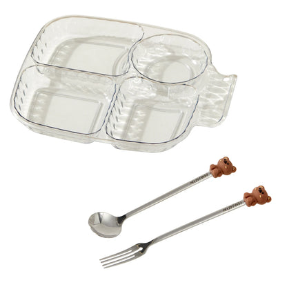 WORTHBUY Square Plastic Divided Dinner Plate Portion Control Food Plate Stackable Salad Plate 4 Compartments Fat Reducing Plate.