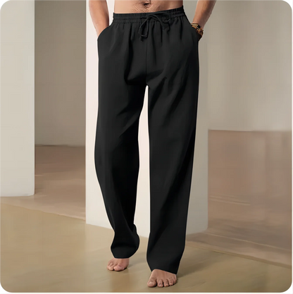 Männer Hosen Baumwolle Leinen Mode Casual Hosen Einfarbig Atmungs Lose Shorts Gerade Kordelzug Hosen Streetwear Männer.