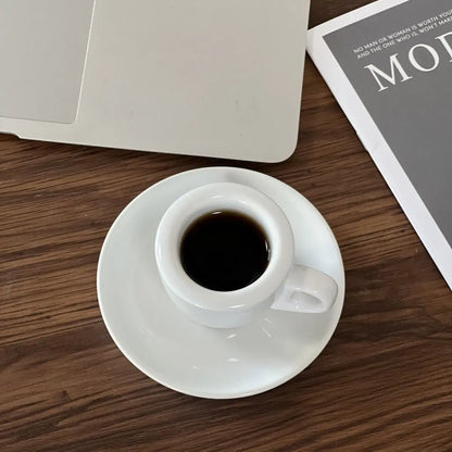 60ml White Espresso Italian Coffee Concentration Cup 9mm Thickened Cup Wall Cup Saucer Ceramic Coffee Cups Set Competition Cup.