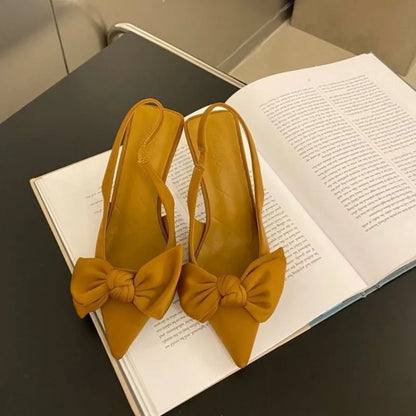 Women Shoes 2024 Spring New Butterfly Knot Women Slingbacks Heels Shoes Sexy Dress Thin Heel Pointed Toe Ladies High Heels Women.