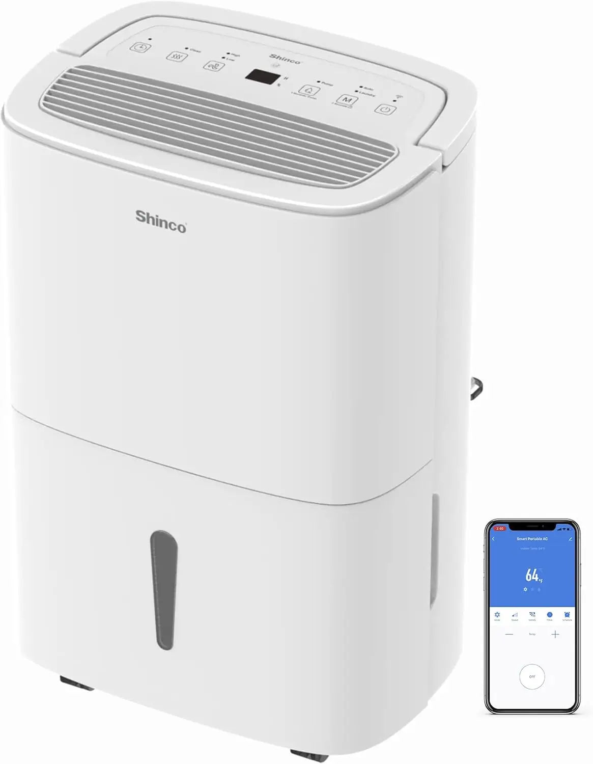 SHINCO 30L Electric Dehumidifier for 105 m³ (35 m²), WiFi, Energy Saving, Automatic Restart, Laundry Drying, 24H Timer.
