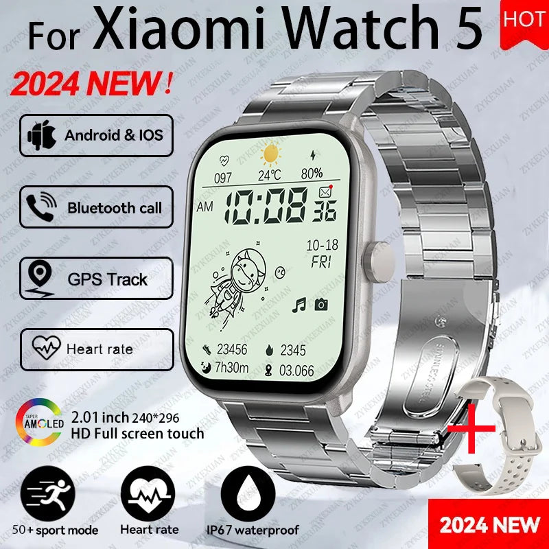 For Xiaomi Watch 5 Global Version Men Women HD AMOLED Display Heart Rate Bluetooth Call GPS Track Waterproof Sports Smart Watch
