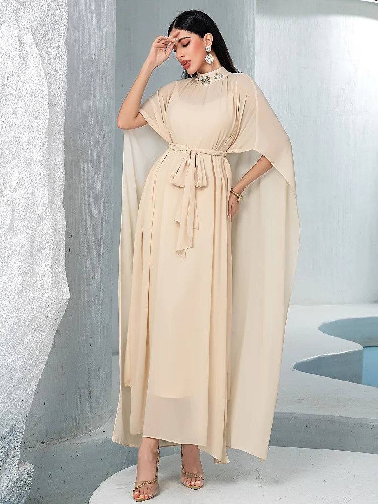Chiffon 2 Piece Abaya Damen Dubai Muslim Evening African Dresses For Women Set Islam Clothing Kebaya Kaftan Robe Musulmane Femme.
