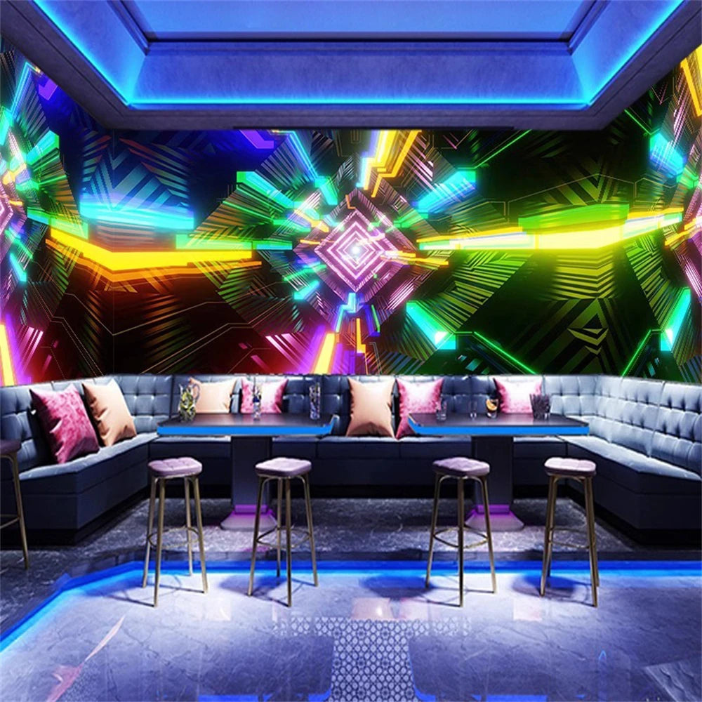 Custom Technology oriented KTV wallpaper private rooms 3D concave hexagonal wall panels e-sports room geometric home decoration