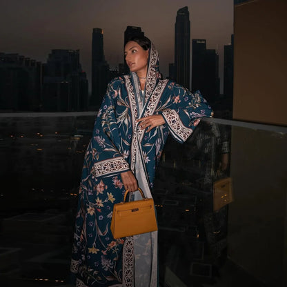2025, Sommer-Strickjacke mit arabischem Blumenmuster für muslimische Frauen, elegante Dubai-Hijab-Abaya mit innerem islamischem Urlaubsoutfit, neues Türkei-Kleid.