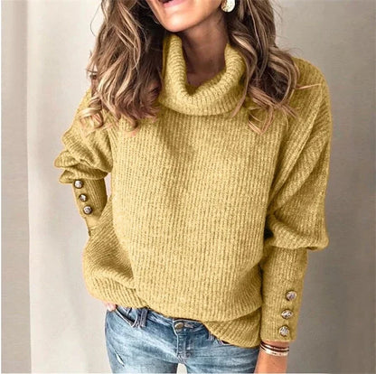 Herbst Winter neue einfarbige Freizeit mode lose Pullover Frauen Langarm High Collar Street Sweatshirt Pullover Top weiblich
