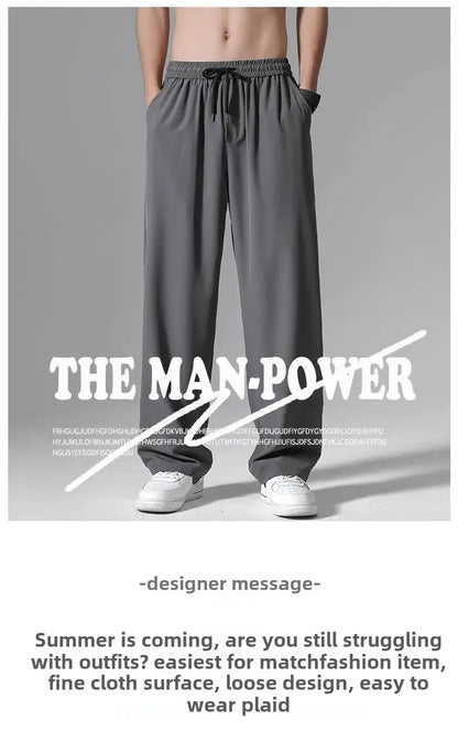 Herren-Freizeithose mit lockerer Passform, ultradünn, vielseitig, gerades Bein, sportlich, drapiert, Eisseidenhose, Sommer, leicht.