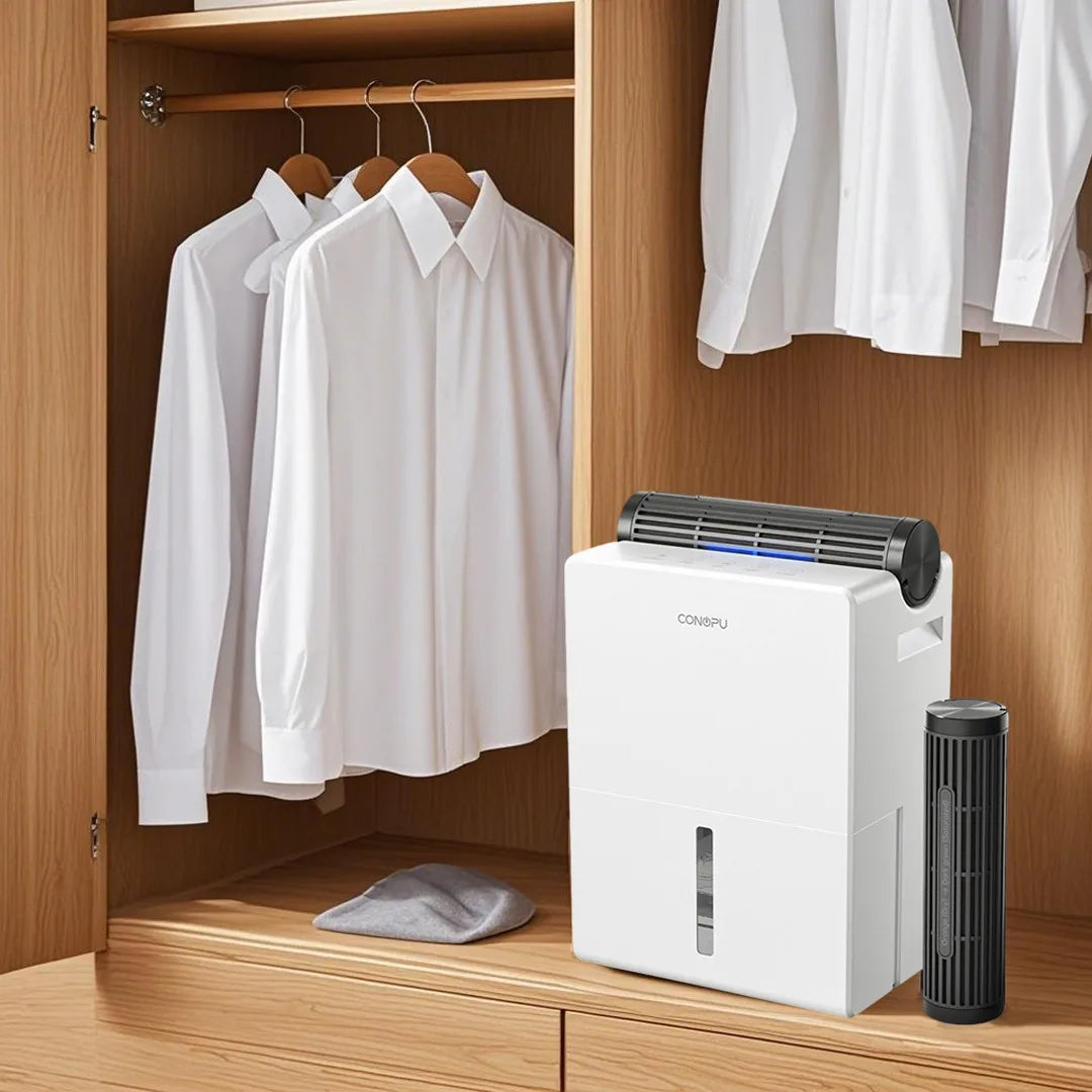 Dehumidifier for Bedroom 2000 ml, Double Hold Design, Drying Mode, Sleep Mode 30 dB, Automatic Defrost Function 24h Timer.