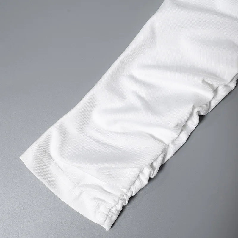 Cryptographic Fashion Ruched Sexy Backless Wrap Bodysuit Elegant Off Shoulder Slim Long Sleeve White Tops One Piece Skinny Fall.