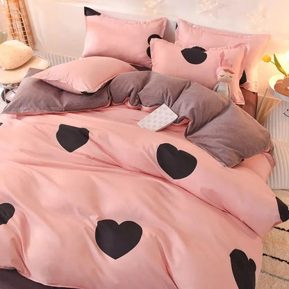 Lattice Bedding Sets Children Bed Linens Sheet Printed Duvet Cover Single Double Queen Size Quilt Covers Sets Bedclothes.
