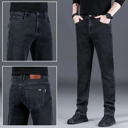 High-End Fashionable Men's Straight Leg Casual Jeans Trendy Loose Fit Autumn Winter New Arrival Versatile Long Trousers.
