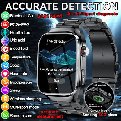 2025 New For XIAOMI Uric acid Blood lipids Smart Watch Men ECG+PPG Blood pressure Blood oxygen Bluetooth Call Health Smartwatchs.