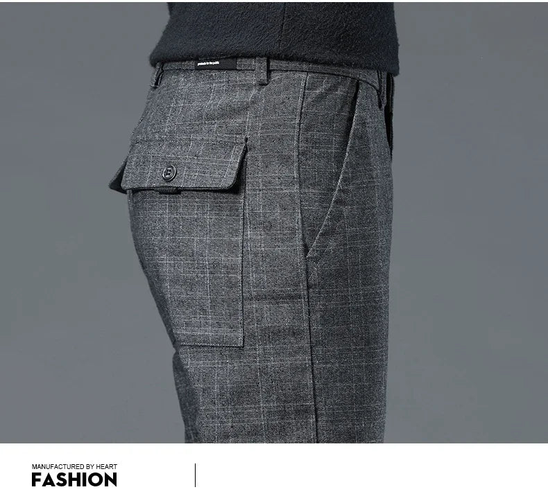 Spring Autumn Korea Plaid Pants Men Fashion Comfortable Elastic Casual Business Trousers Male Formal  Suit Pant.