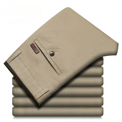 Spring Summer Cotton Casual Pants Mens Clothing Straight Business Green Black Khaki Trousers Male size 40 42 44.
