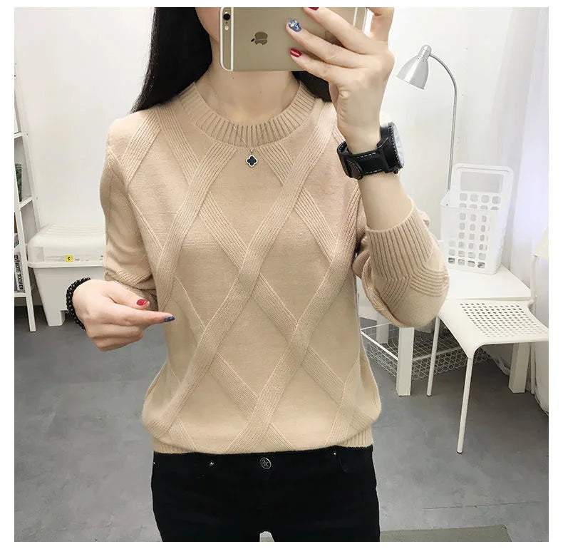 Frau Langarm Top Neue Rundhals Pullover Frauen Bodenbildung Shirt Casual Frühling Herbst Außerhalb Tragen Pullover Pull Femme.