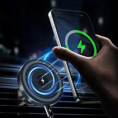 Magnetic Wireless Charger 360 Rotation Air Vent Phone Holder Stand For Magsafe iPhone 16 15 14 13 12 Pro Max Fast Charging Mount.