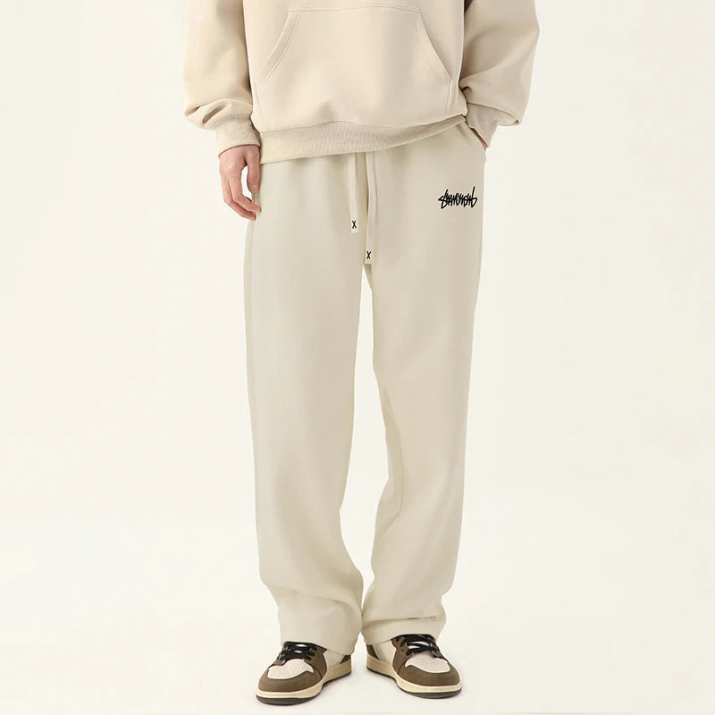 Men's Graphic Drawstring Waist Sweatpants, Regular Fit Casual Pocket Straight Leg Pants for Daily Wear, Men's Bottoms for Season