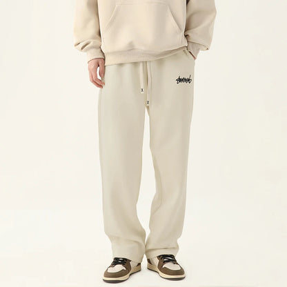 Men's Graphic Drawstring Waist Sweatpants, Regular Fit Casual Pocket Straight Leg Pants for Daily Wear, Men's Bottoms for Season