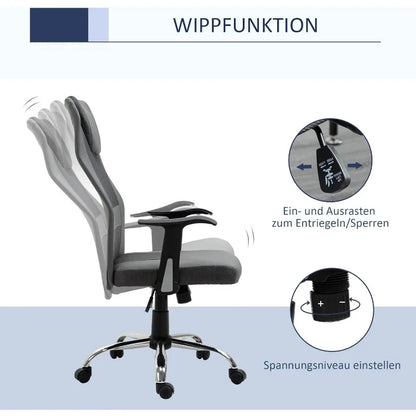 Vinsetto Bürostuhl Drehstuhl höhenverstellbar Chefsessel Schreibtischstuhl ergonomisch PU schwarz 66 x 73 x 108-118 cm