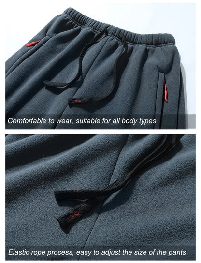 8XL Men's Down Pants Plus Size Winter Plus Velvet Thick Loose Cotton Pants Big Size Solid Color Warm Lamb Down Casual Sweatpants