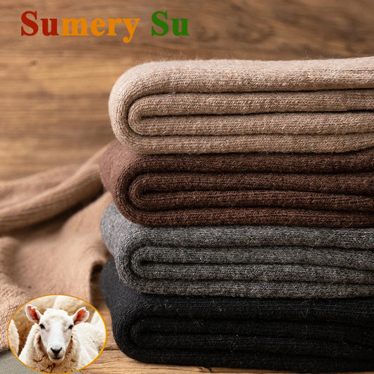 Wool Socks Men Thick New 2024 Winter Cashmere Vintage Europe Style Warm Long Sock Comfortable Male Husband Gift Meias 7 Colors.