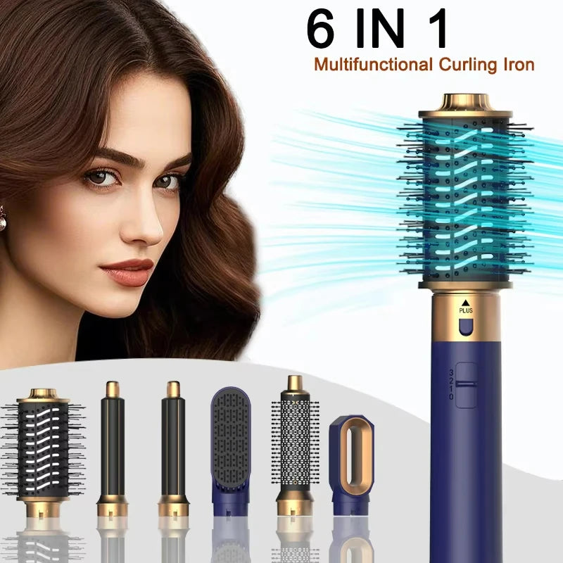 6 in 1 Hair Dryer Brush Hot Comb Set Professional Curling Iron Hair Straightener Styling Tool Negative ions Hair Dryer Household.