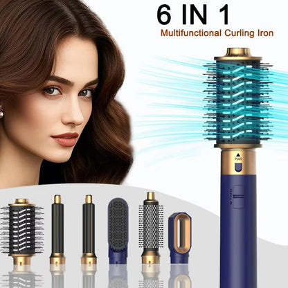 6 in 1 Hair Dryer Brush Hot Comb Set Professional Curling Iron Hair Straightener Styling Tool Negative ions Hair Dryer Household.