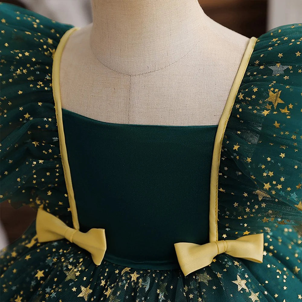 Hello Kitty Prinzessinnenkleid für Mädchen, Pailletten, Stern, Rüschen, Schleife, Tutu-Kleid, Baby, formelles Gala-Abschlussballkleid, Kinder-Abendparty-Kostüm.