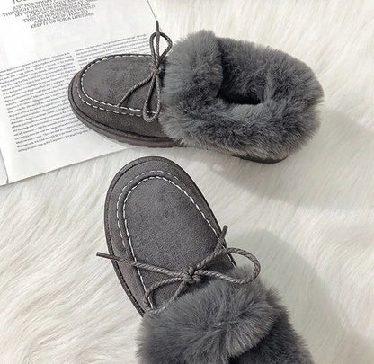 Bow Round Toe Flat Fleece-lined Woman Shoes Trend 2025 Y2k Chic and Elegant Winter Novelty Padded Sale Hot Snow Boots for Women.