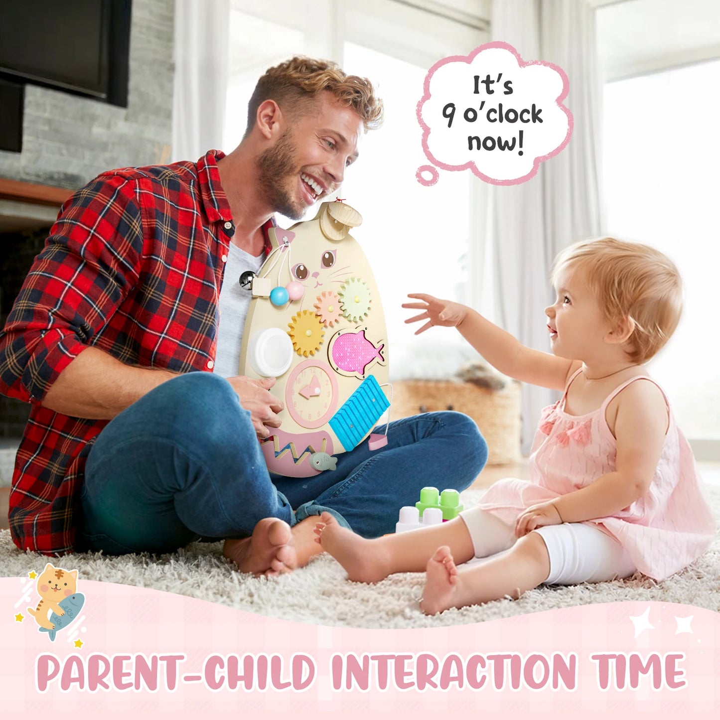 Montessori Board, Busy Board, Montessori Board, Sensory Board Wood Develop Fine Motor Skills For Children From 3 To 6 Years Old.