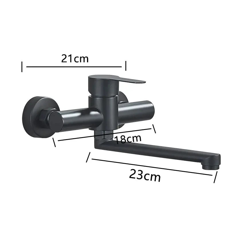 Kitchen Faucets Stainless Steel Wall Mounted Dual Hole Bathroom 360 Rotate Basin Faucet Cold Hot Water Mixer Taps With spray gun