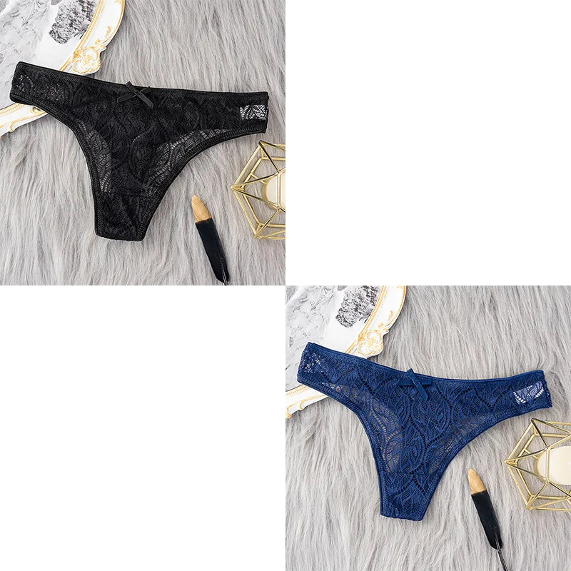 2 Pcs/Set Hot Sale Panties Women Sexy G String Lace Lingerie For Women Fashion Low Waist Thongs Soft Intimate Lady Underwear.