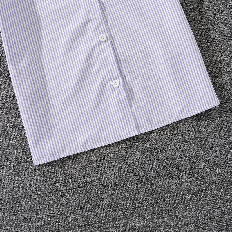 Spring Hot Sale Kids Outfit 4-12 Years Girls Striped Long Sleeve Chemise + Casual Loose Straight Leg Pants Shirt Suit 2Pcs Set.