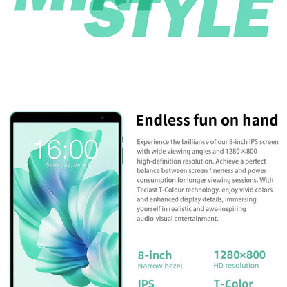 Teclast P85T 2024 Tablet Allwinner A523 8-core 1.8GHz/ 10GB(4GB+6GB) RAM/64GB ROM/8 Inch 800×1280iPS/WIFI5G/4G/5000mAh/Type-C/0.