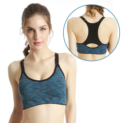 Sofu Cross Back Women Sports Bra Quick Dry Padded Shockproof Gym Fitness Running Sport Brassiere Tops Push Up Bras.