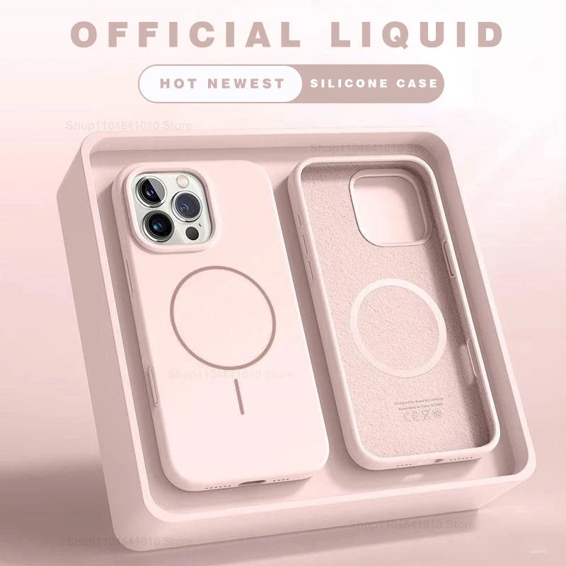 Magnetic Phone Case For iPhone 15 14 16 Plus 11 12 13 17 Pro Max Shockproof Silicone Cover Magsafe Wireless Charge Phone Cases.