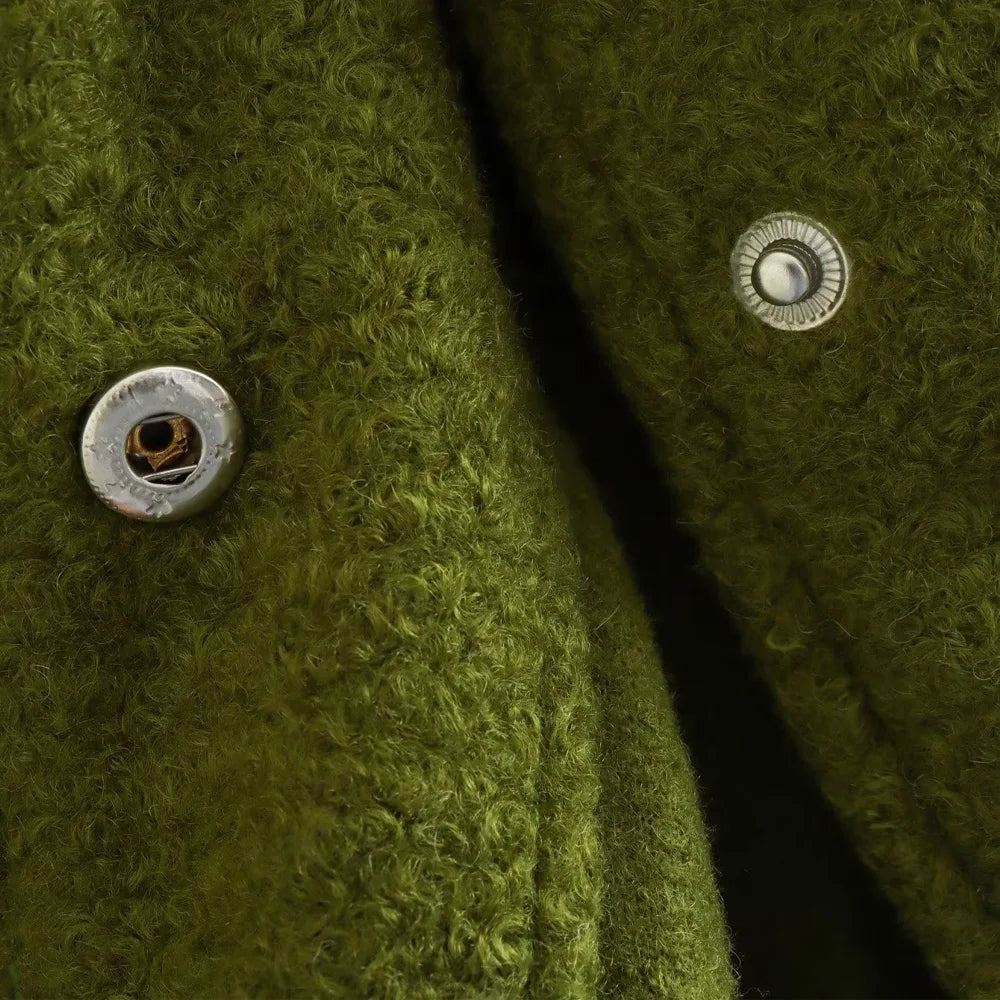 TRZA Frauen Mode Mit Taschen Übergroßen Bomber Jacke Mantel Vintage Langarm Druckknopf Weibliche Oberbekleidung Chic Tops