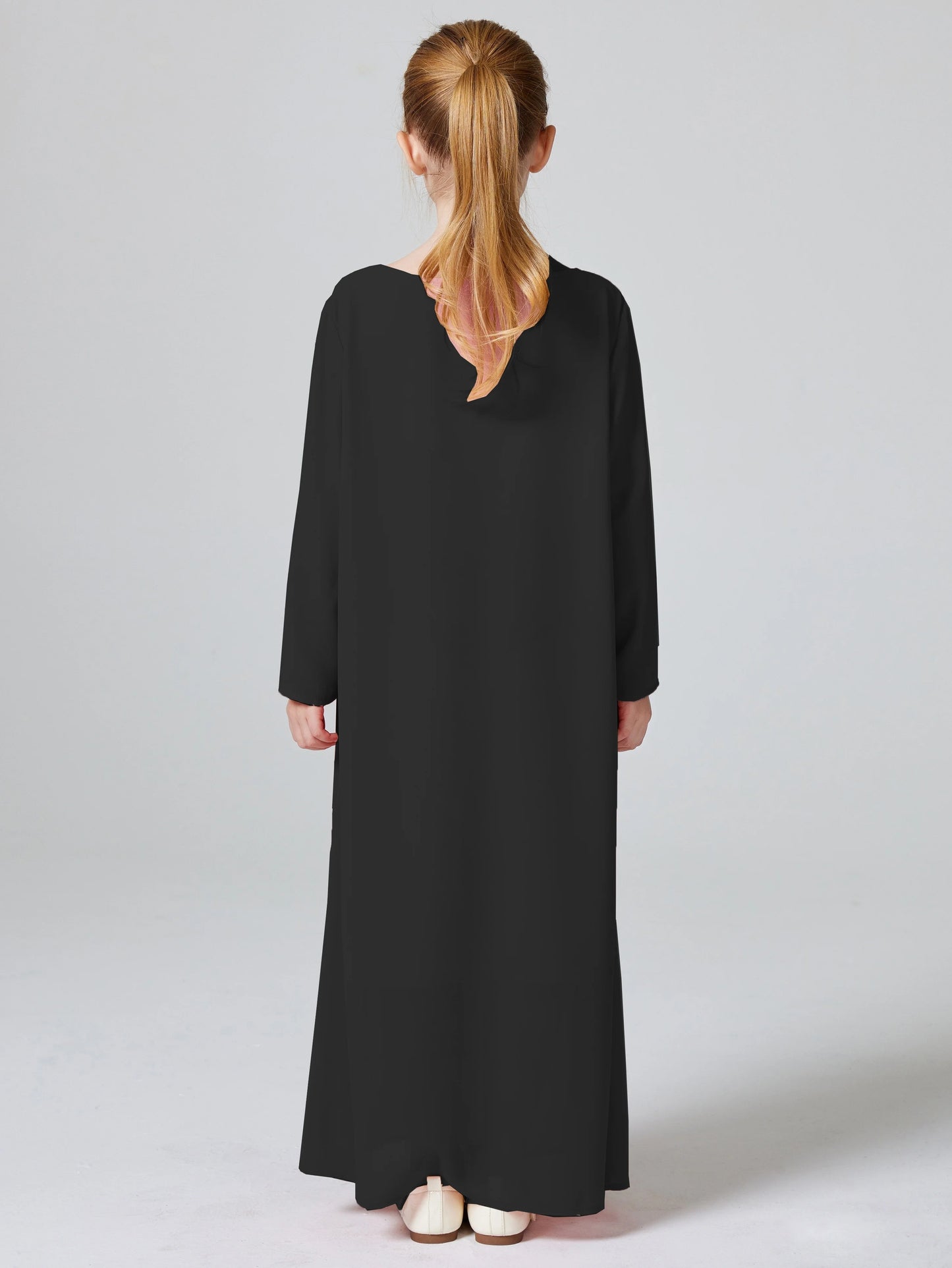 Ramadan Muslim Girls Long Sleeve Chiffon Kids Abaya 2PCS Dress Kebaya Casual Dresses For Party Ramadan Gift (Without Hijab).